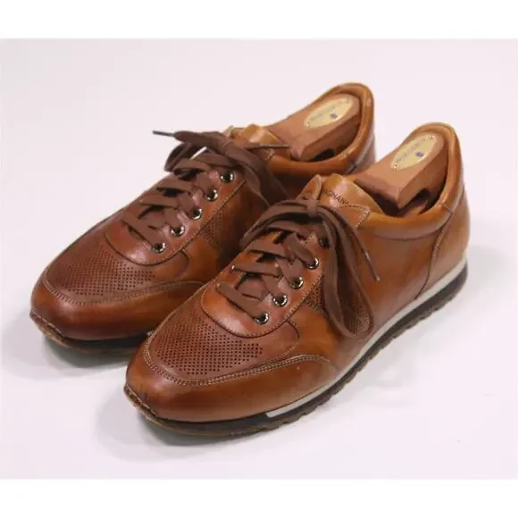 Magnanni Lizandro Marlow Honey Brown Lowtop Leather Sneakers US 9 - Picture 2 of 12
